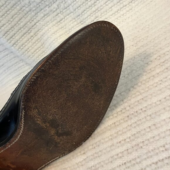 Allen Edmonds Berwick Tasseled Wing TIp Slip-on Black Loafers Vintage Size 8.5 B - Picture 9 of 10